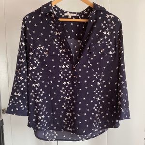 Blue blouse with bird print